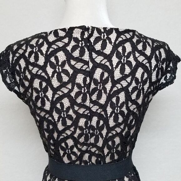 R&k Originals Black Floral Lace Overlay Cap Sleeve Shift Dress 6 - Picture 9 of 12